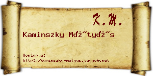 Kaminszky Mátyás névjegykártya