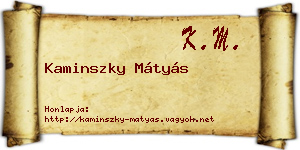 Kaminszky Mátyás névjegykártya